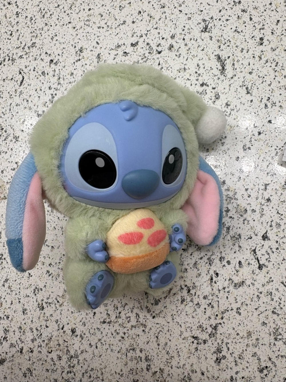 Stitch Plush in Green Bunny Hoodie with pizza